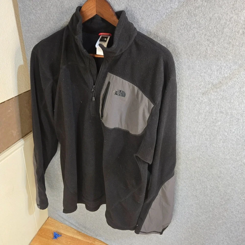 Large North Face 1/4 Zip Fleece black 61661 ca 30516 L